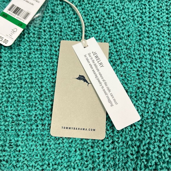 Tommy Bahama Women’s Green V-Neck Top Chunky Knit Size L - Picture 7 of 9